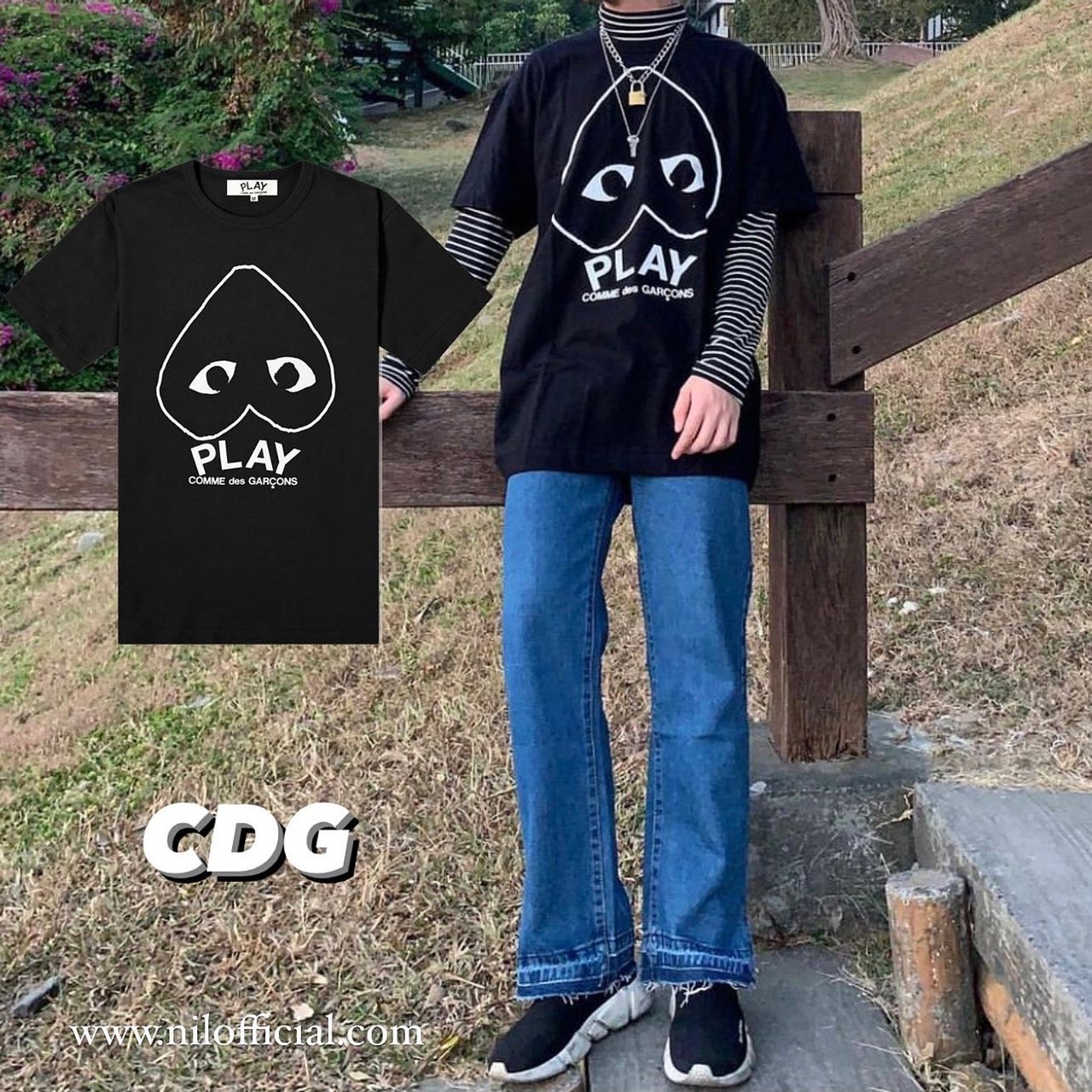 CDG PLAY 倒愛心 LOGO 短袖
