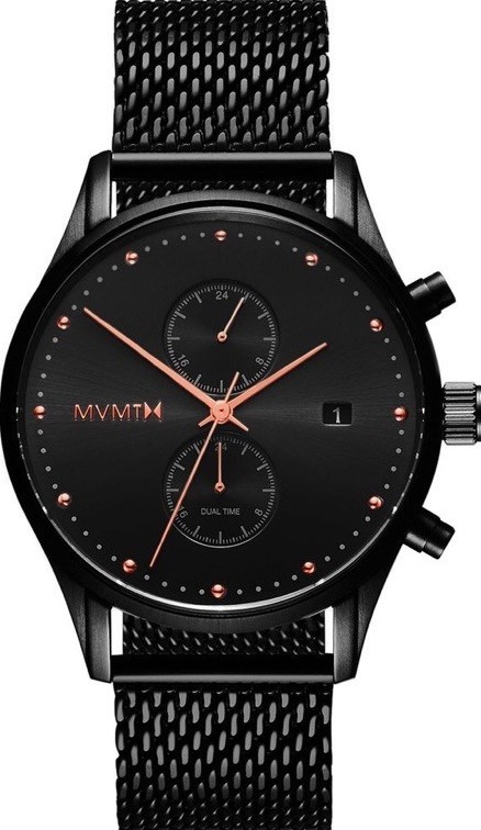 萬年鐘錶 - MVMT 美國潮牌腕錶   米蘭帶雙時區男錶   D-MV01-BBRG   錶徑42MM