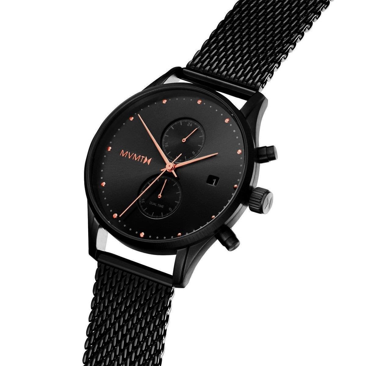 萬年鐘錶 - MVMT 美國潮牌腕錶   米蘭帶雙時區男錶   D-MV01-BBRG   錶徑42MM
