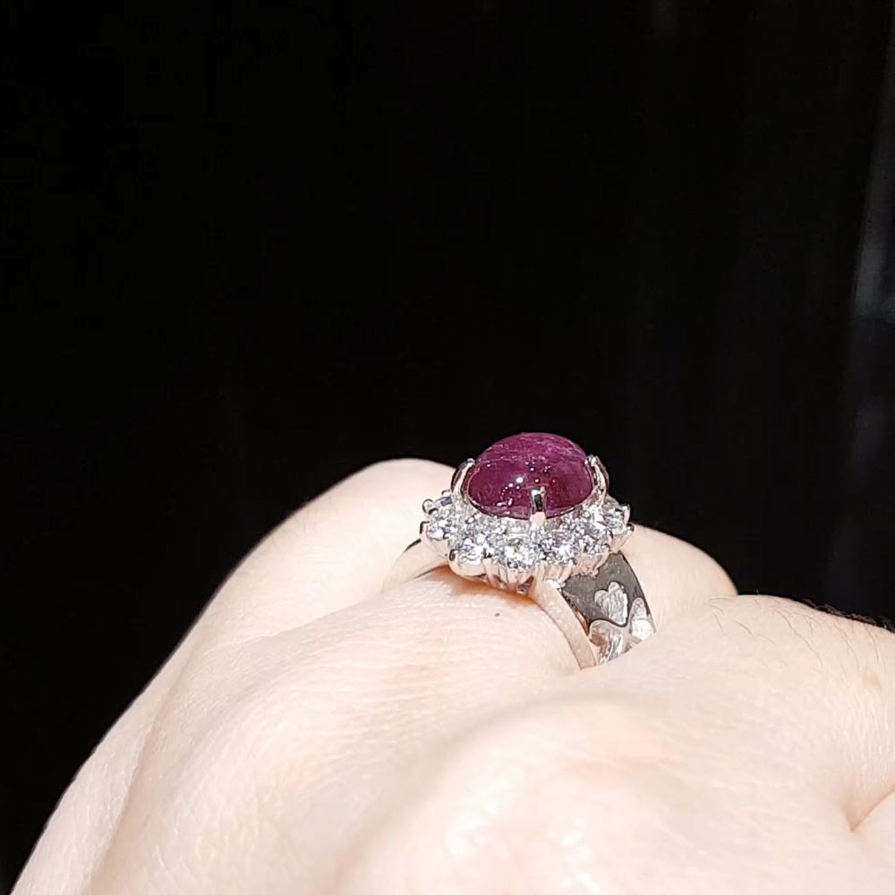 【雅紅珠寶】天然紅碧璽戒指-925銀飾-幸運草-R0287