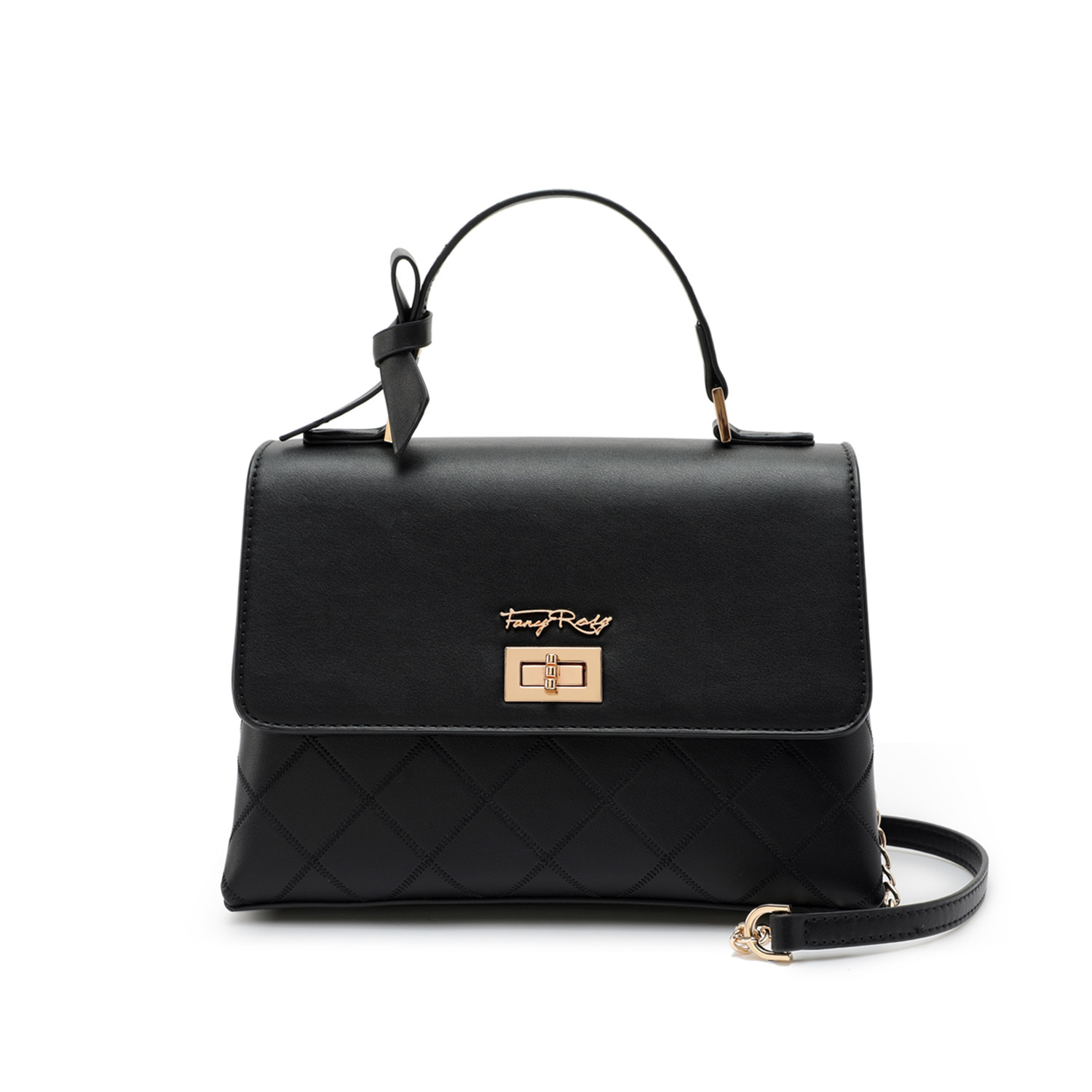 Fancy Bow Bow Quilted Top Handle Shoulder Bag