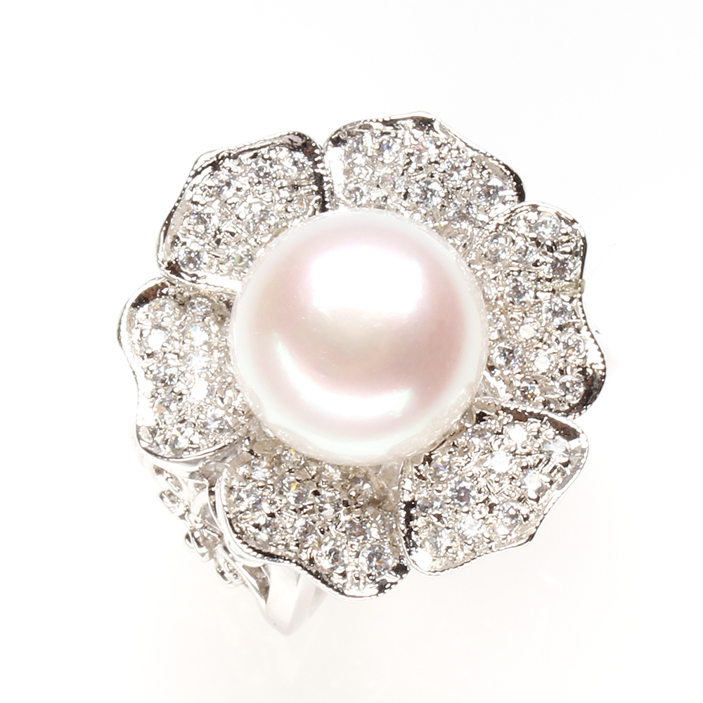 【雅紅珠寶】天然珍珠戒指-925銀飾-花開富貴-R0287