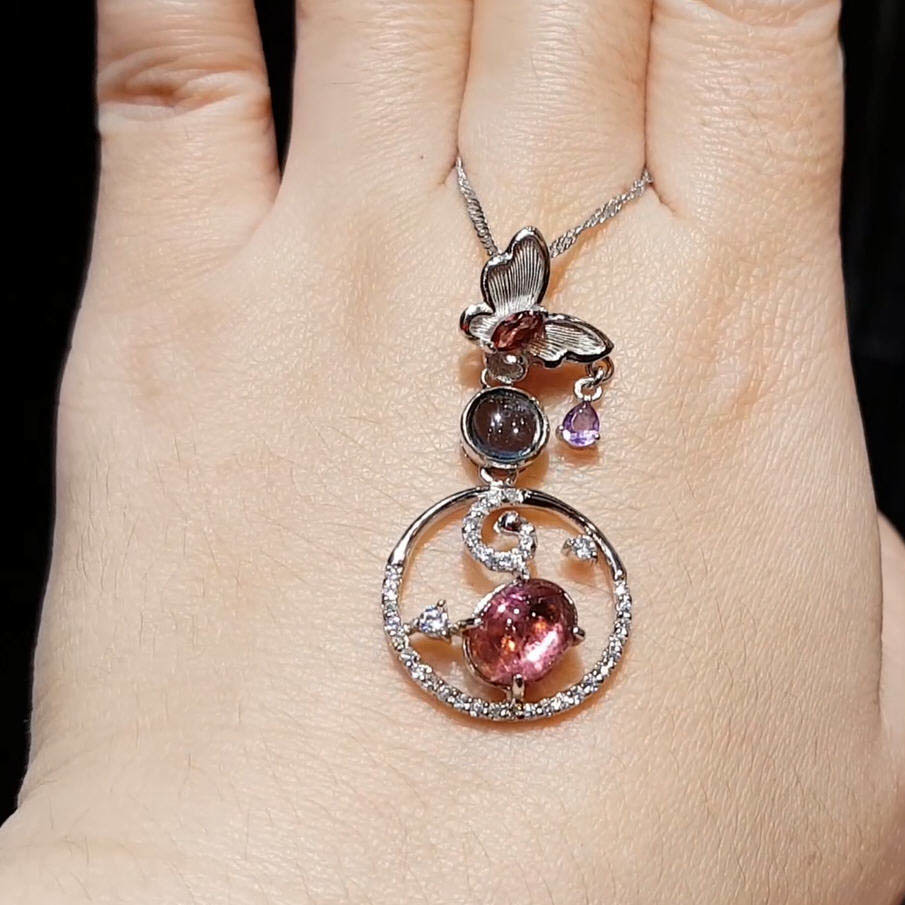 【雅紅珠寶】天然碧璽項鍊-925銀飾-水碧山青-N0244