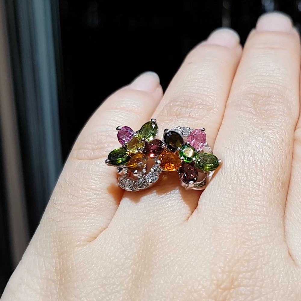 【雅紅珠寶】天然碧璽戒指-925銀飾-沂水春風-R0375