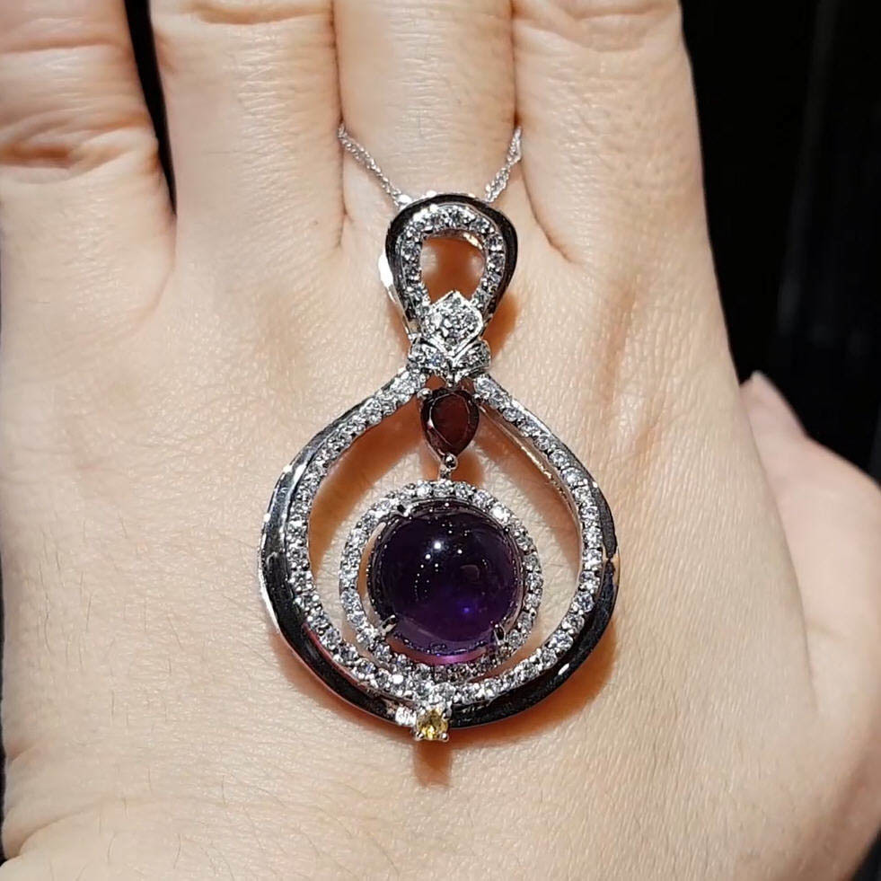 【雅紅珠寶】天然紫水晶項鍊-925銀飾-和風細雨-N0247