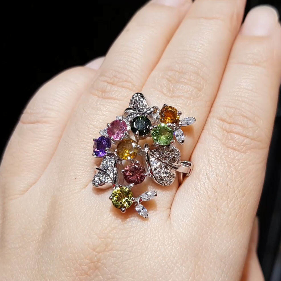 【雅紅珠寶】天然碧璽戒指-925銀飾-福地洞天-R0338