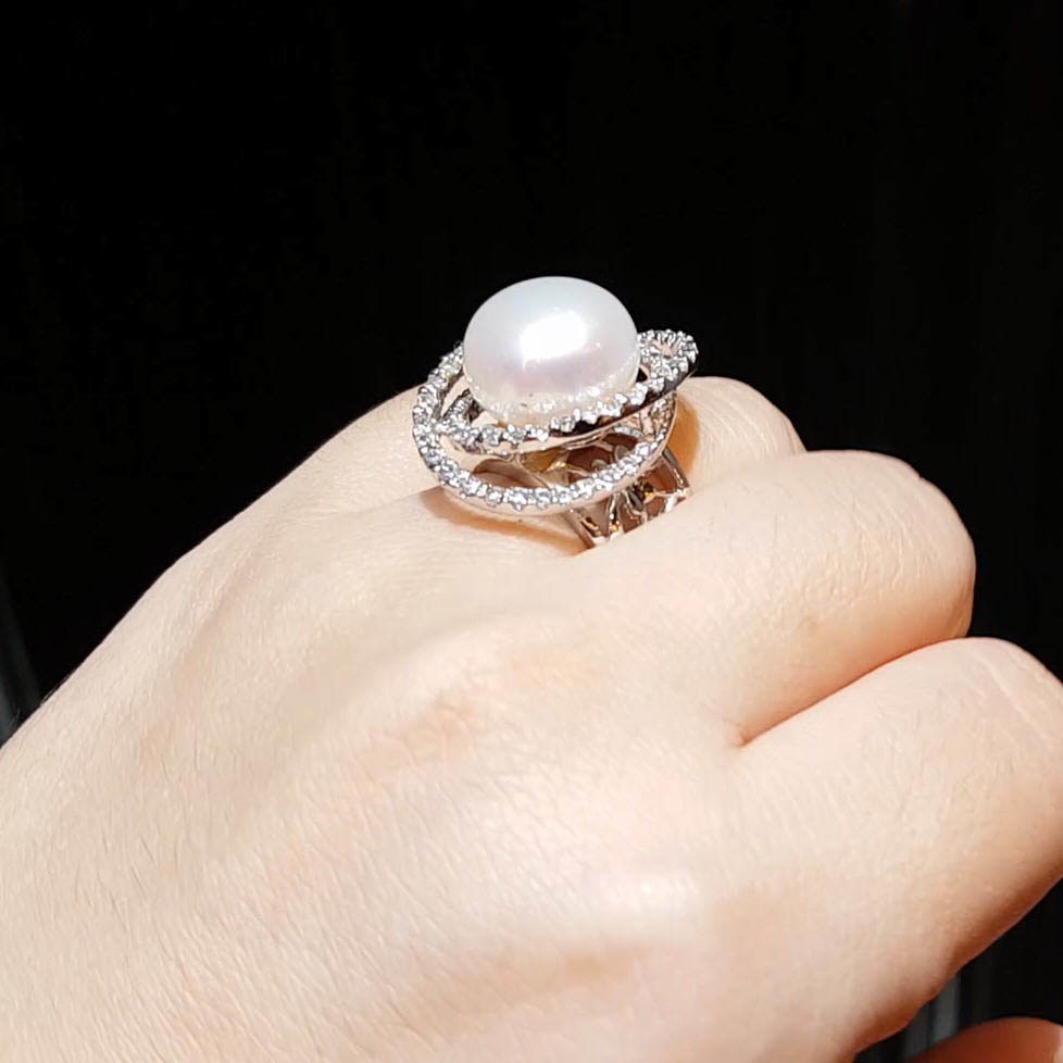 【雅紅珠寶】天然珍珠戒指-925銀飾-繁花似錦-R0355