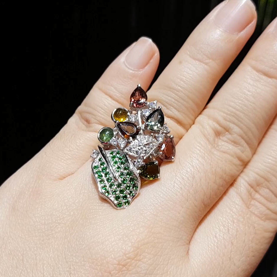 【雅紅珠寶】天然碧璽戒指-925銀飾-樂山愛水-R0378