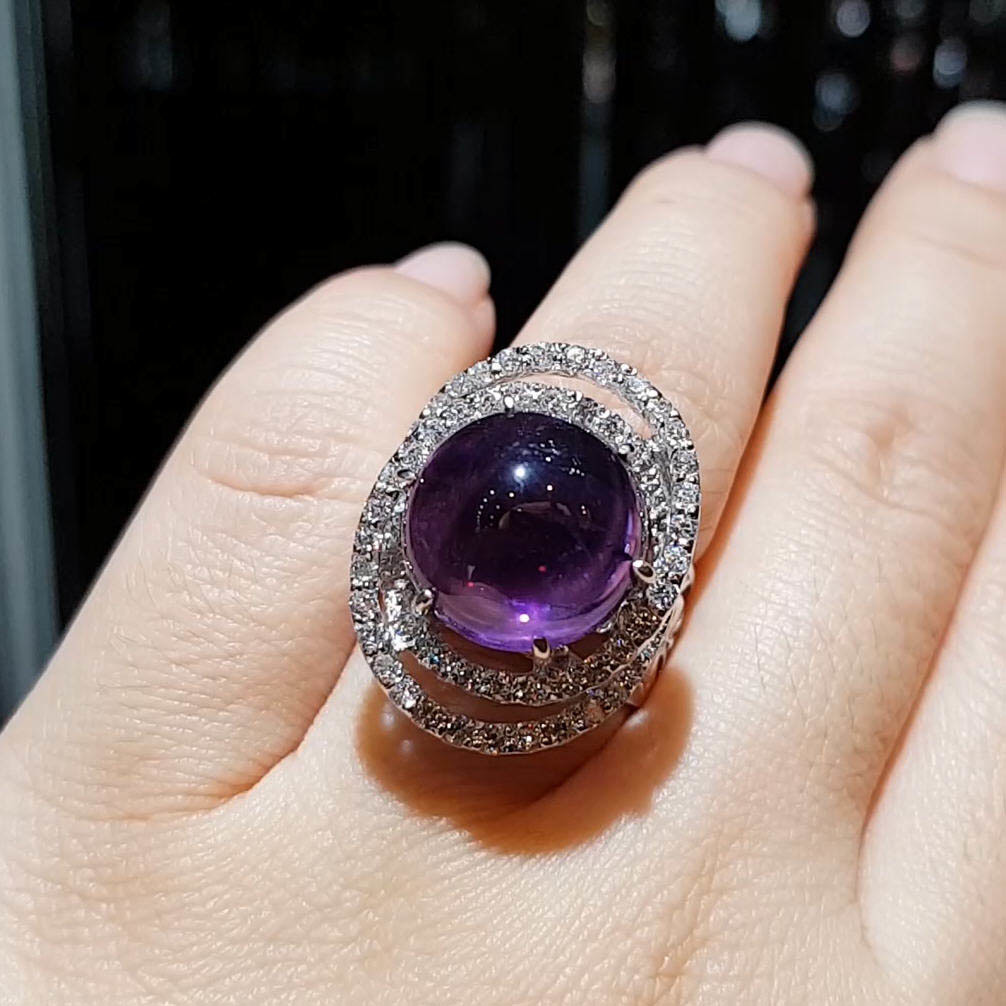 【雅紅珠寶】天然紫水晶戒指-925銀飾-綽約多姿-R0387