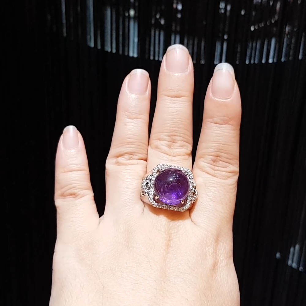 【雅紅珠寶】天然紫水晶戒指-925銀飾-霞光萬道-雅紅珠寶-R0297