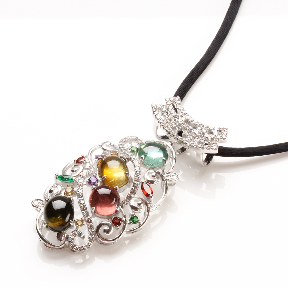 【雅紅珠寶】天然碧璽項鍊-925銀飾-盈盈秋水-N0210