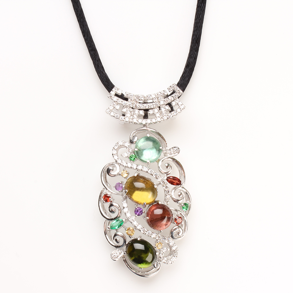 【雅紅珠寶】天然碧璽項鍊-925銀飾-盈盈秋水-N0210