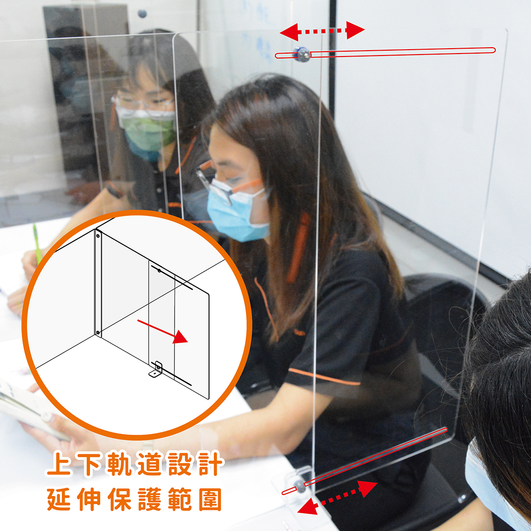 L-3人組合式會議桌型壓克力防疫護盾/伸縮隔板_MORNSUN