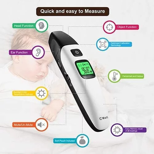 💝82折💝CAPTAINWELL 速測體溫槍【美國CaptainWell】速測體溫槍！秒間測量探熱！精確可靠！設有額採，耳探，還有物品温度探測三個模式！無需接觸人體皮膚，安全衛生！