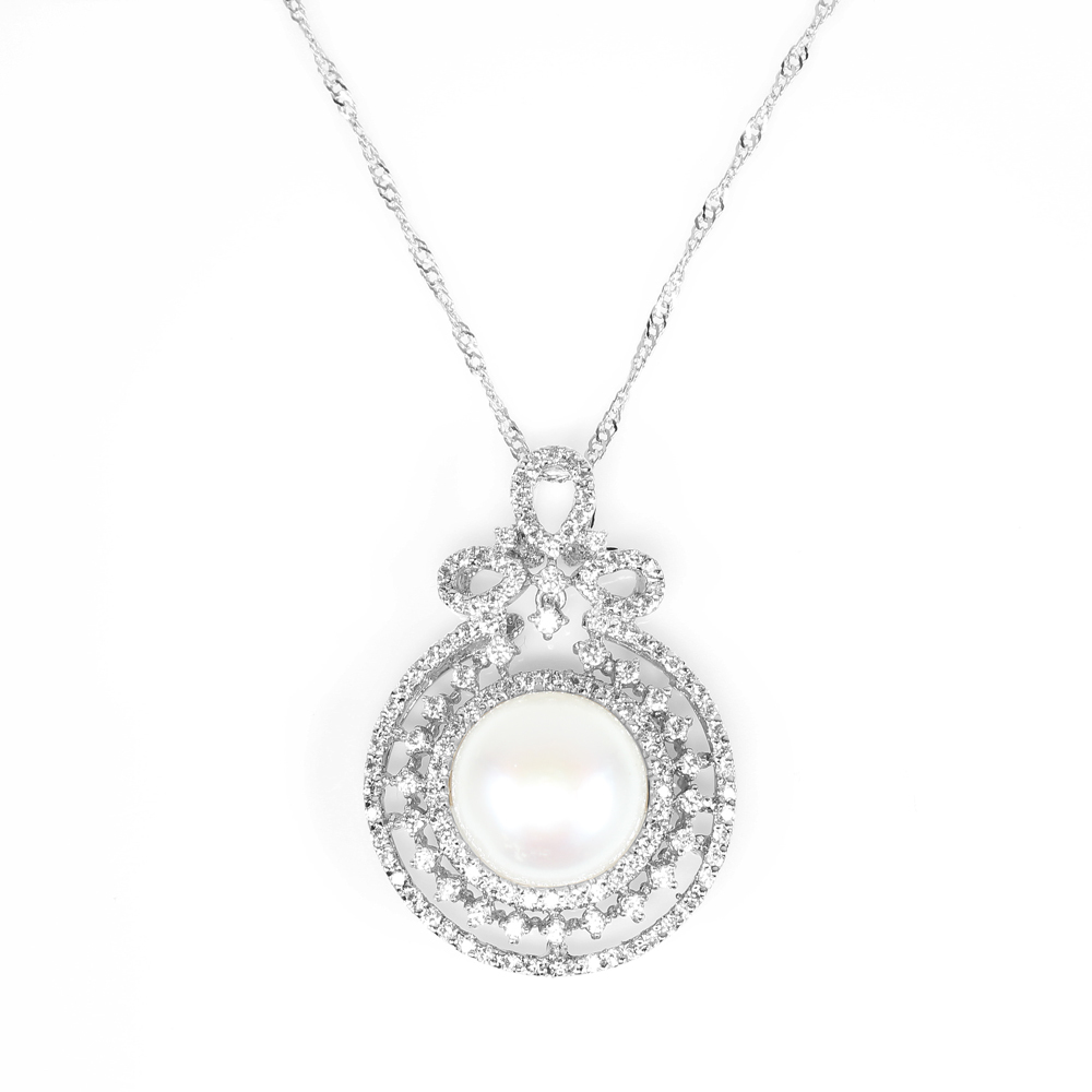 【雅紅珠寶】天然珍珠項鍊-925銀飾-芙蓉出水-N0235