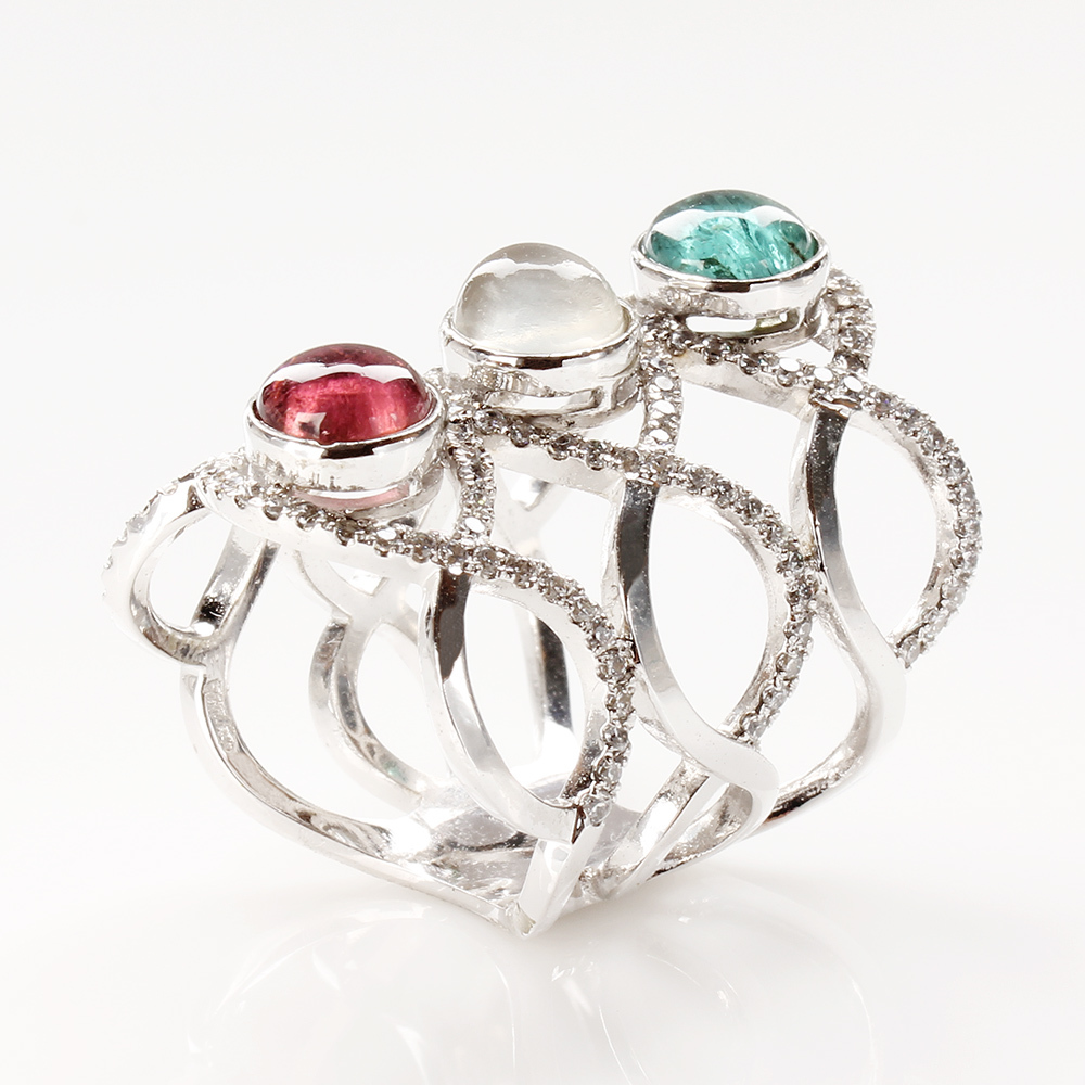 【雅紅珠寶】天然碧璽戒指-925銀飾-盈盈佇立-R0301