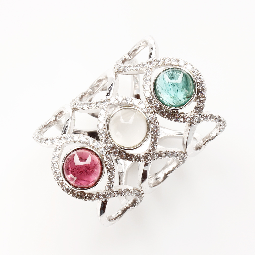 【雅紅珠寶】天然碧璽戒指-925銀飾-盈盈佇立-R0301