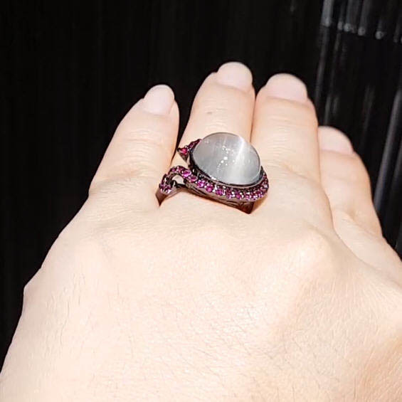 【雅紅珠寶】天然月光石戒指-925銀飾-紆朱曳紫-R0381