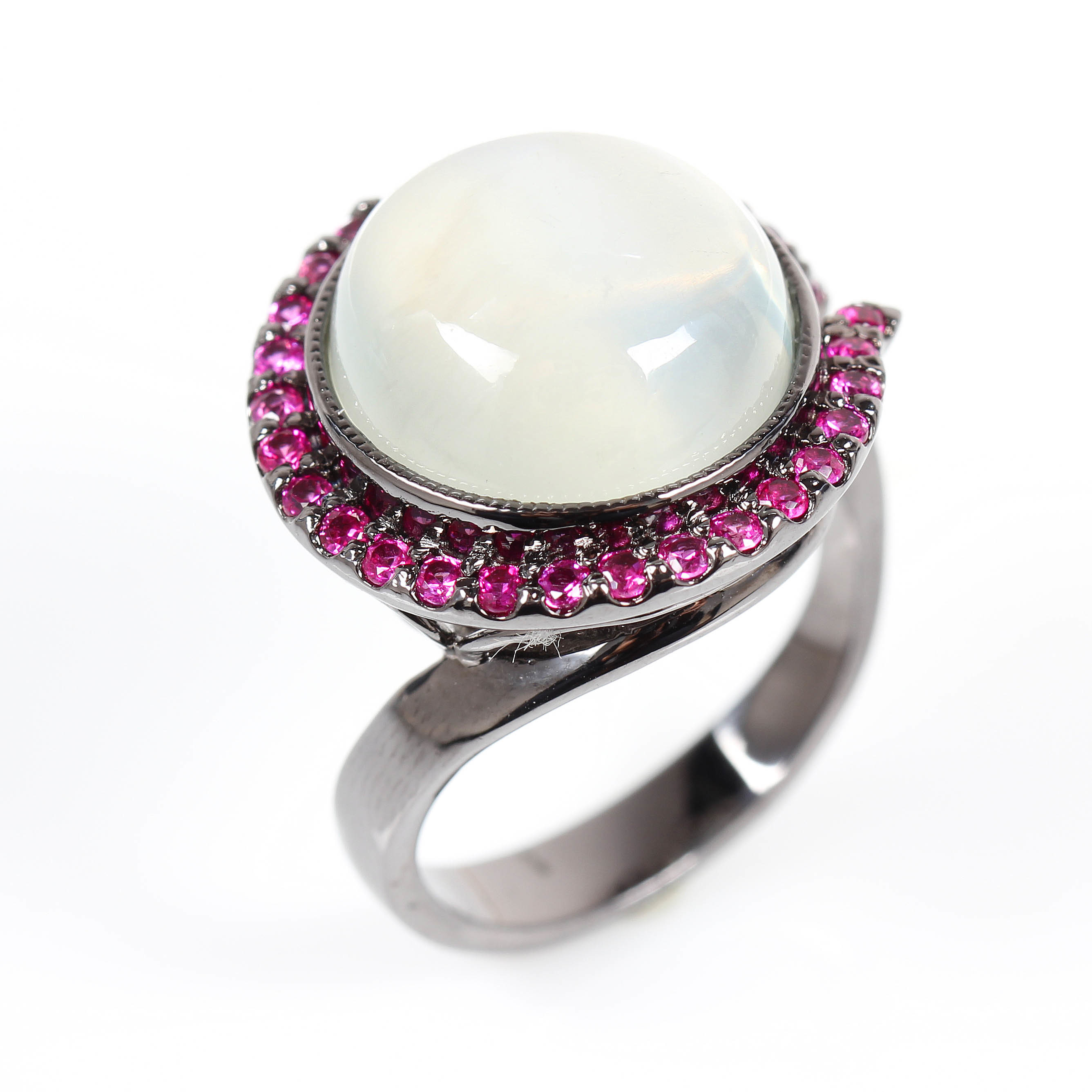 【雅紅珠寶】天然月光石戒指-925銀飾-紆朱曳紫-R0381