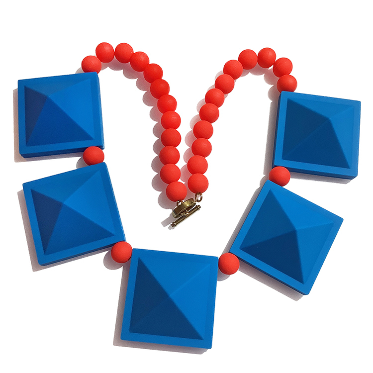 Candies 方形鉚釘項鍊(藍)