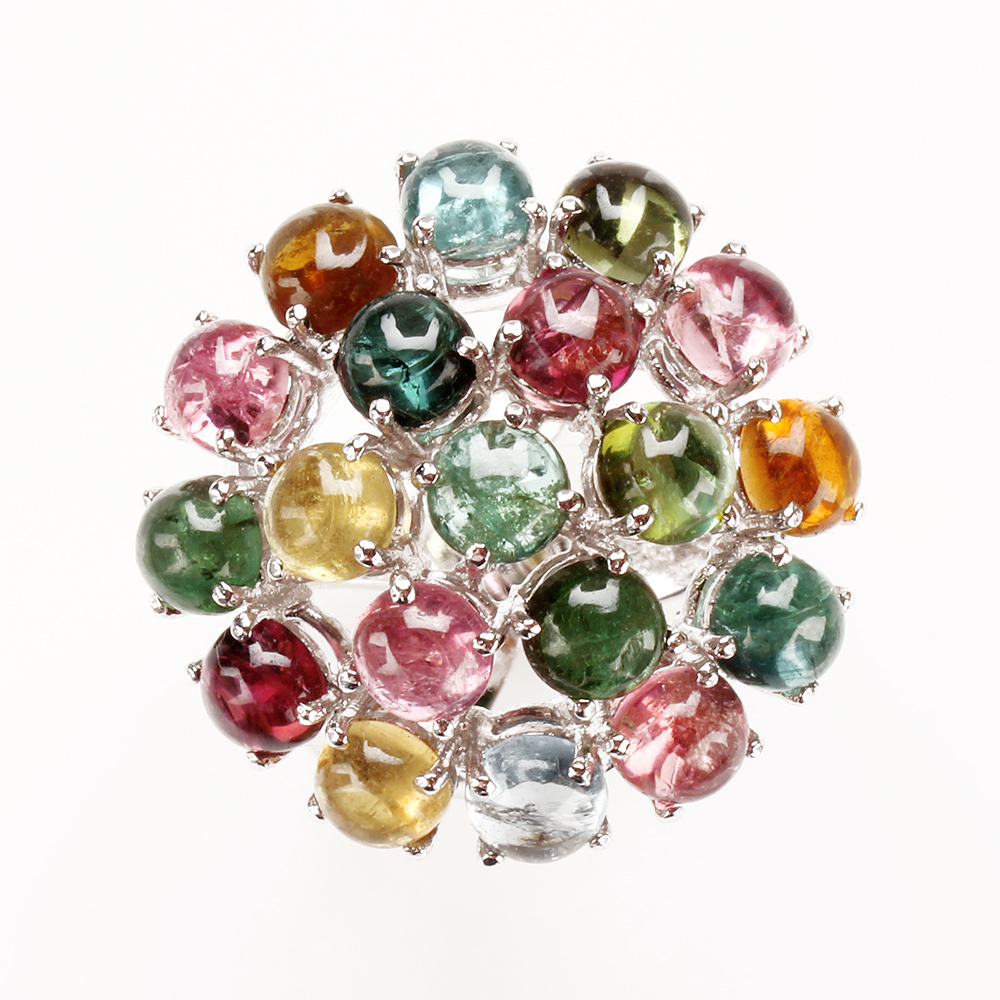 【雅紅珠寶】天然碧璽戒指-925銀飾-百媚千嬌-七彩-R0302