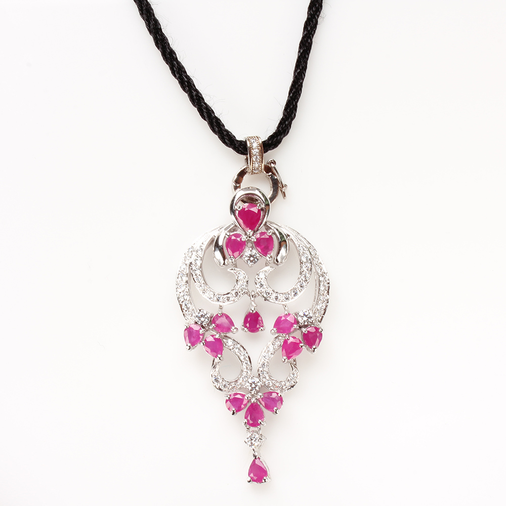 【雅紅珠寶】天然紅寶石項鍊-925銀飾-水月觀音-N0212