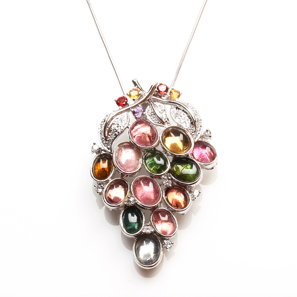 【雅紅珠寶】天然碧璽項鍊-925銀飾-瓜瓞綿綿-N0213