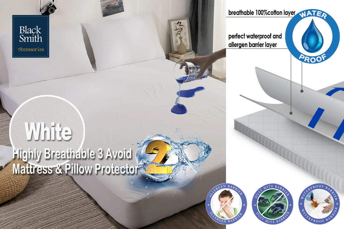Black Smith - (白色優惠套裝)(第2代)高透氣防水床笠+(2件裝)枕頭套套裝 (單人/雙人/雙人加大/加大/特大)