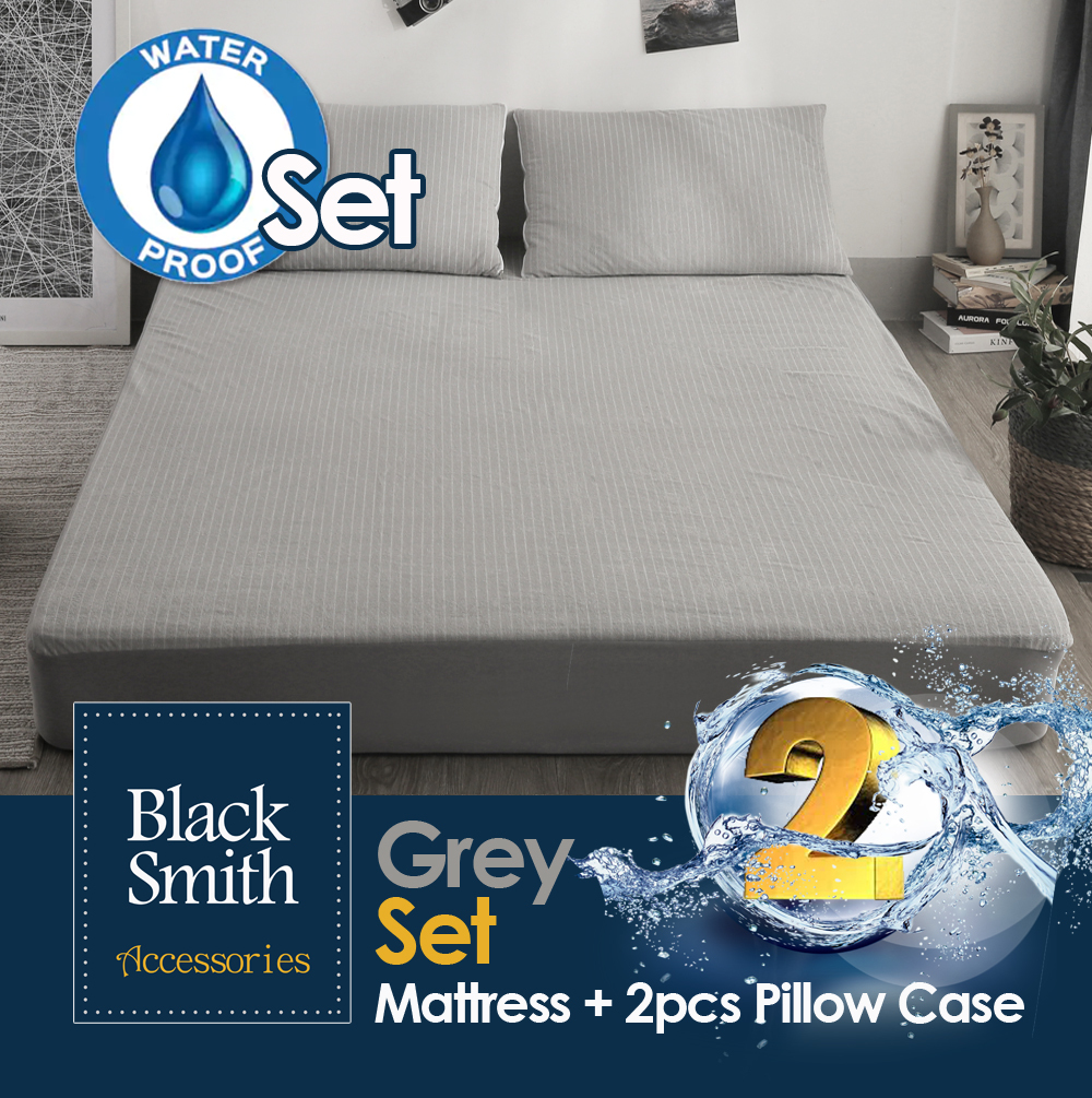 Black Smith - (灰色優惠套裝)(第2代)高透氣防水床笠+(2件裝)枕頭套套裝 (單人/雙人/雙人加大/加大/特大)