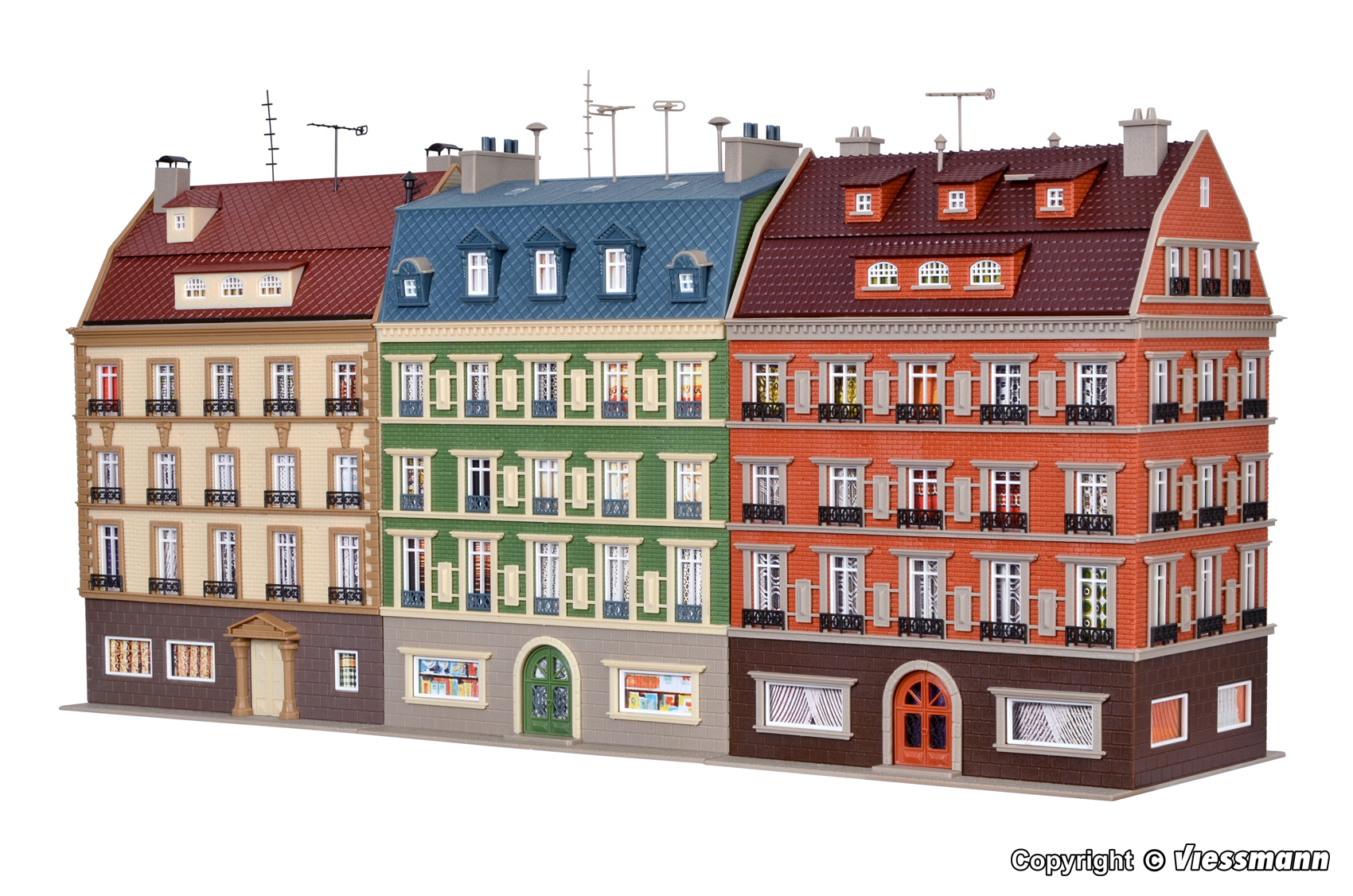 Vollmer 43780 HO scale, Block of houses, 3 buildings
