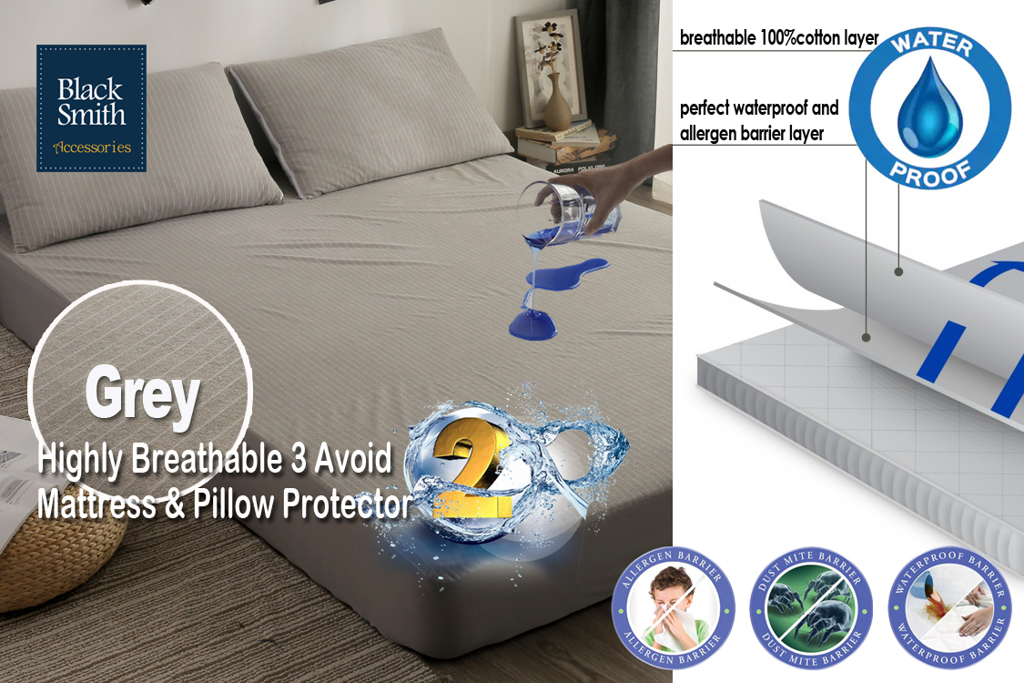 Black Smith - 灰色-(第2代)高透氣防水床笠 (單人/雙人/雙人加大/加大/特大)