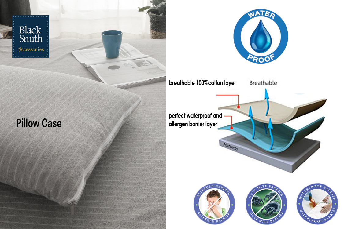 Black Smith -灰色- (第2代)高透氣防水枕頭套 (2件裝/4件裝)