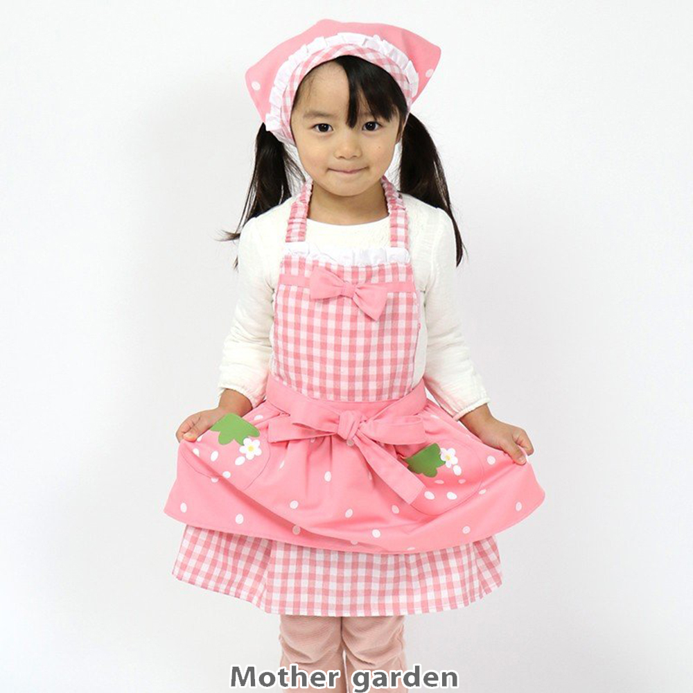 【日本Mother Garden】兒童圍裙-粉嫩草莓 130cm