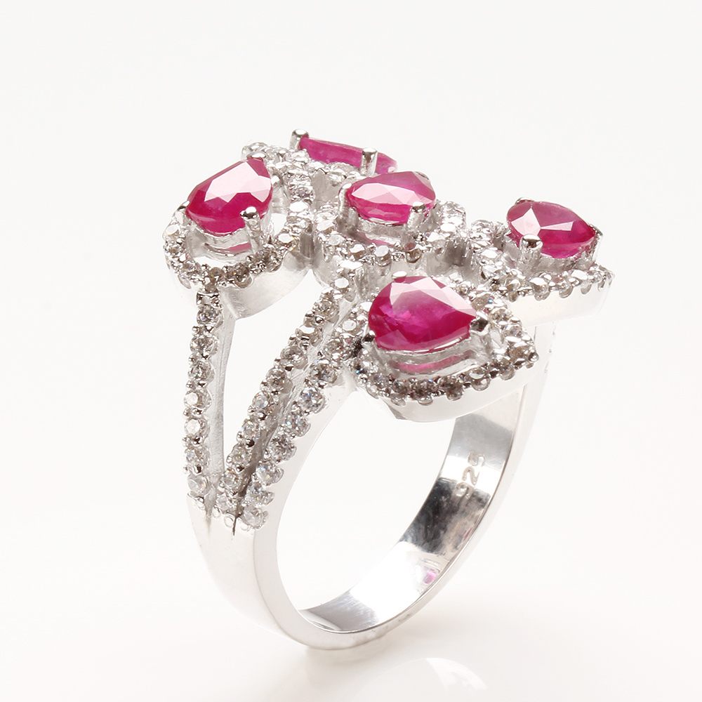 【雅紅珠寶】天然紅寶石戒指-925銀飾-百花齊放-R0308