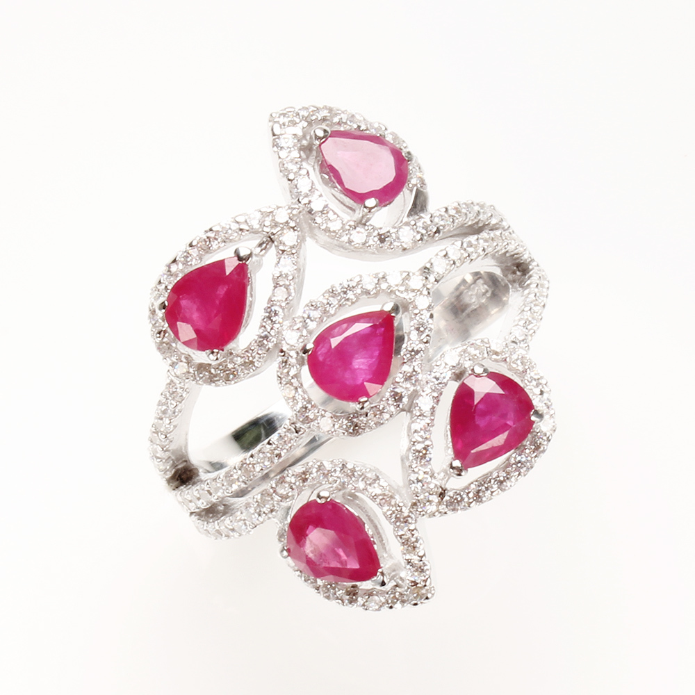 【雅紅珠寶】天然紅寶石戒指-925銀飾-百花齊放-R0308