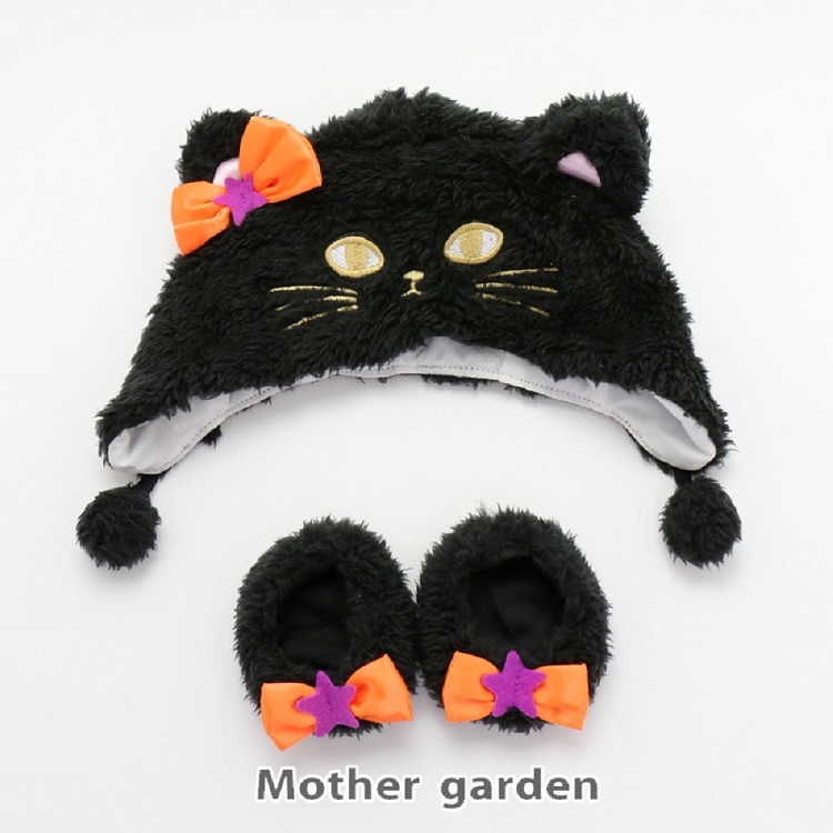 日本Usamomo萌兔桃桃-更衣配件-鞋帽 黑貓 43cm專用