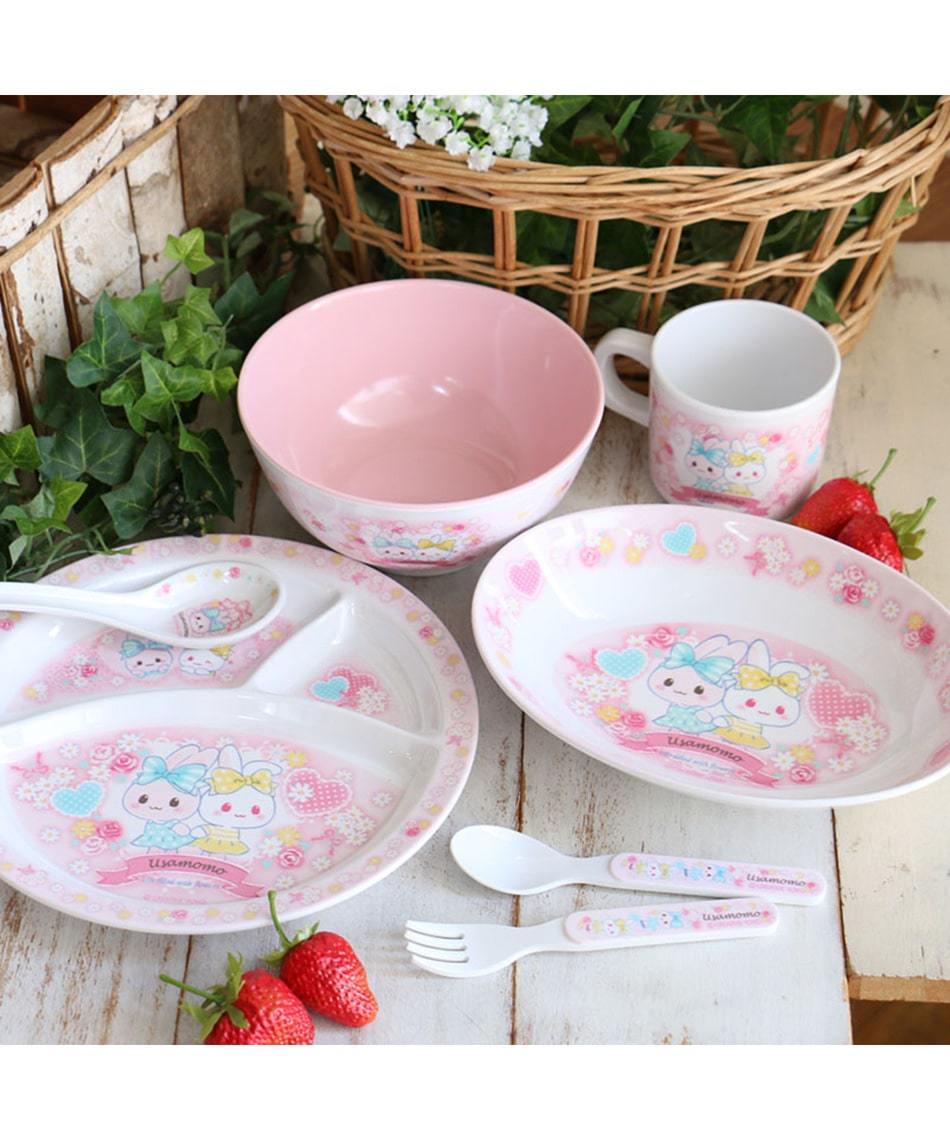 Usamomo萌兔桃桃-丼碗 湯匙 馬克杯 咖哩盤 三格盤-花束