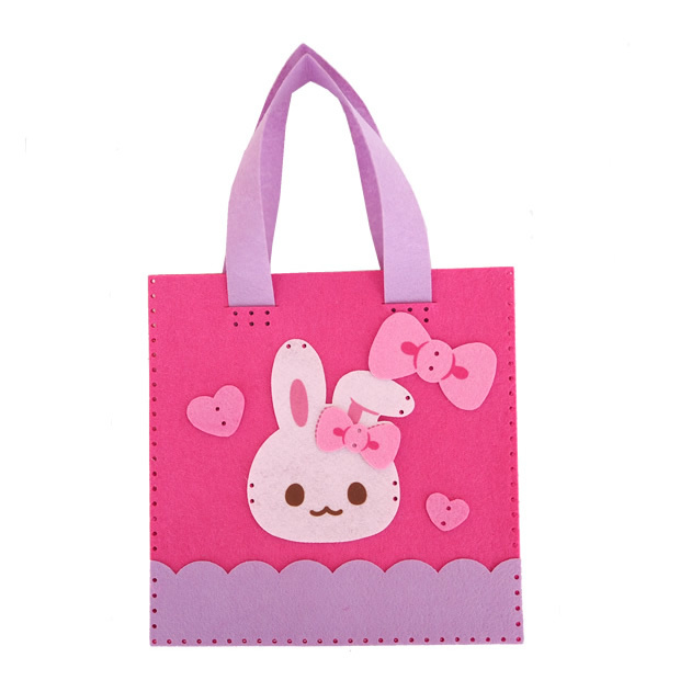 Usamomo萌兔桃桃-親子DIY-手工小提袋 桃 紫