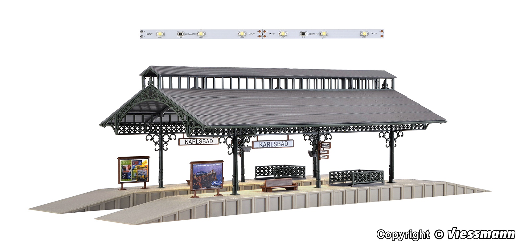 Vollmer 43545 H0 Platform hall with LED lighting, functional kit