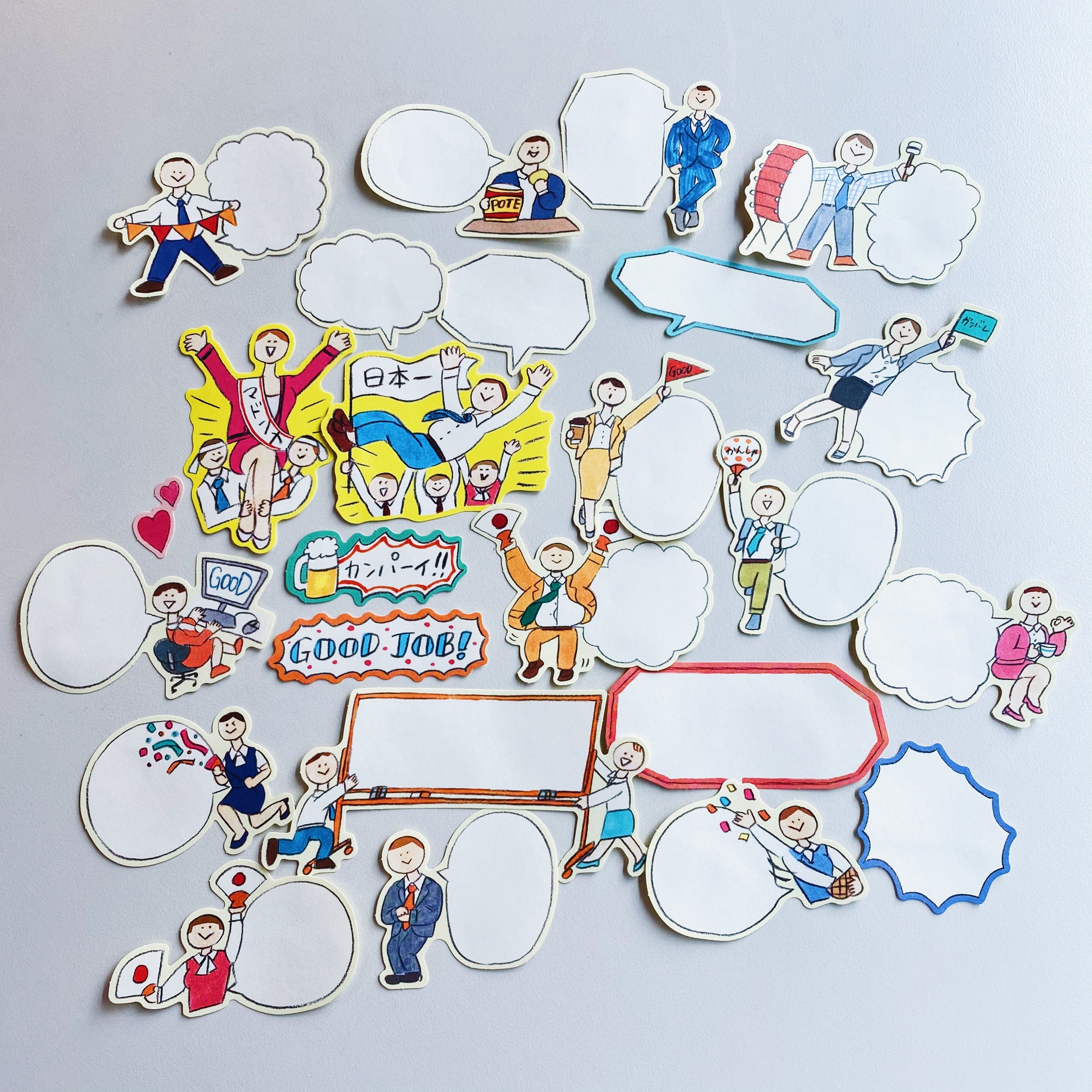 辦公室日常 可書寫模造貼紙包 25入｜ 日本 Greeting Life