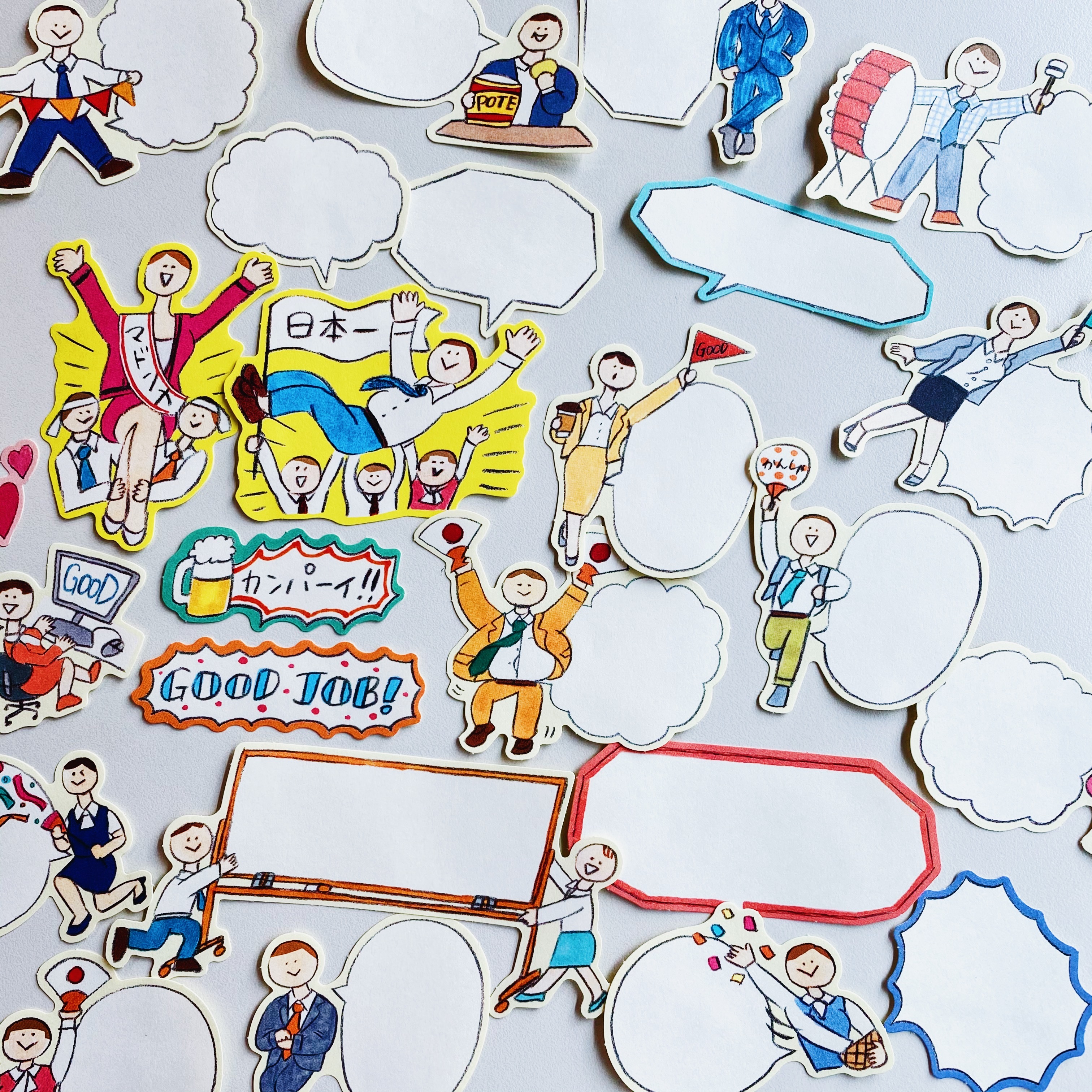 辦公室日常 可書寫模造貼紙包 25入｜ 日本 Greeting Life