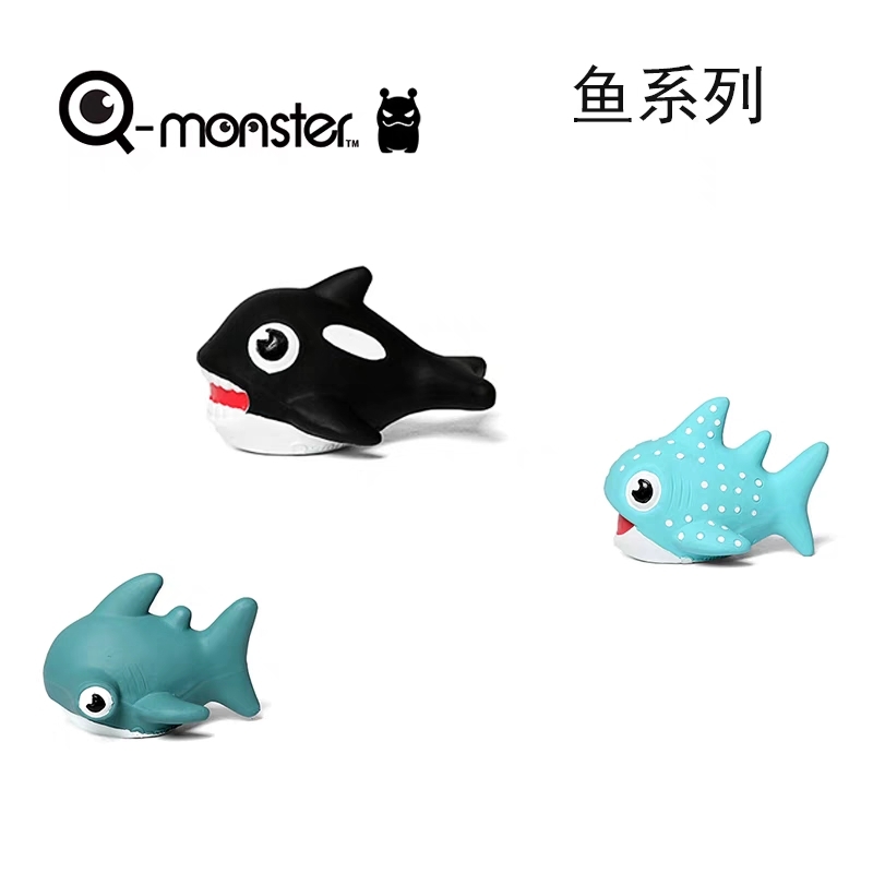 Q-MONSTER 乳胶发声玩具 鱼系列 鲨鱼  虎鲸 蓝鲸 9cm*7cm*6cm