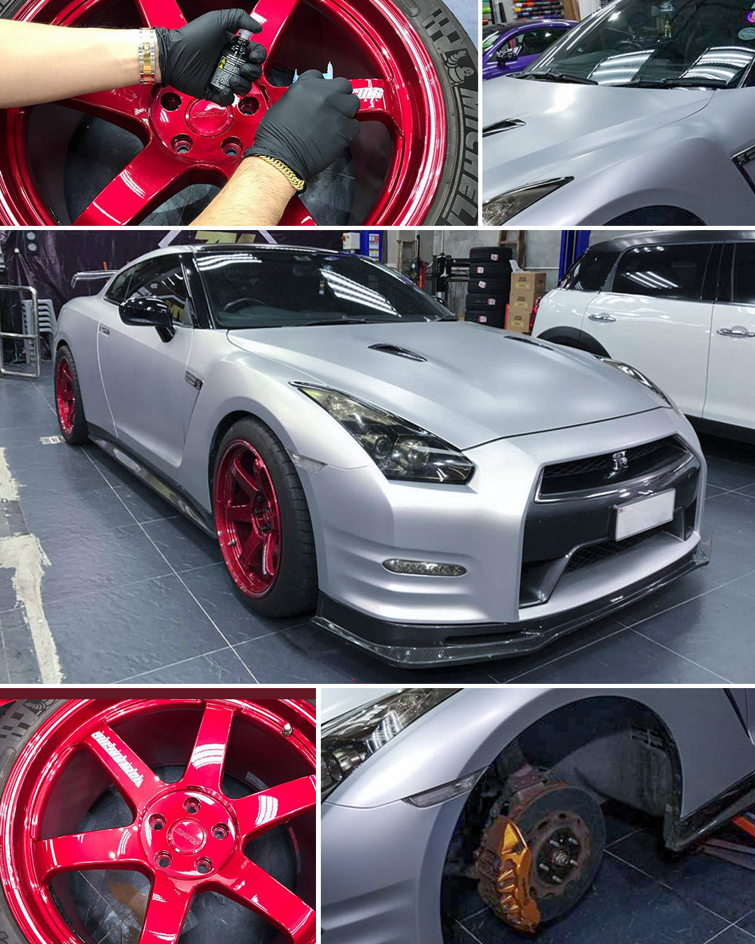 nissan gtr r35 rays wheels volkracing juns car and audio super nano fo tan shop 日產 GTR R35 紅色 灰色