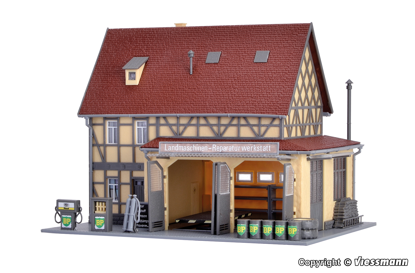 特價 Vollmer 43682 HO規 農業機具維修廠.附LED燈.套件