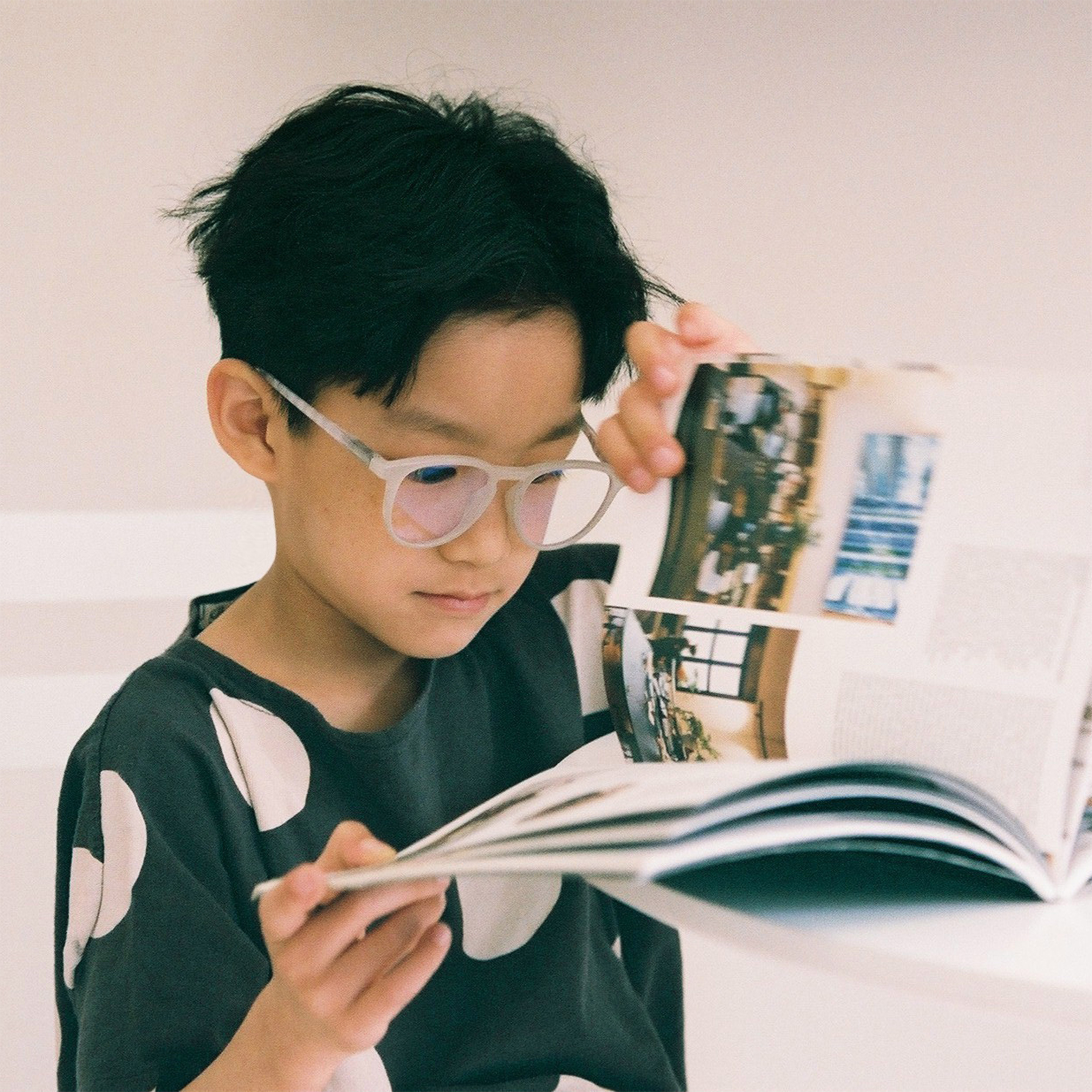 Kids computer glasses 細框 兒童抗藍光眼鏡 - 淺灰格子