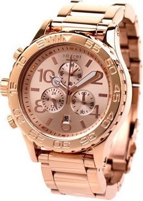 萬年鐘錶 - NIXON 尼克森 THE 42-20  CHRONO系列 玫瑰金三眼計時男女錶  A037-897  錶徑42MM