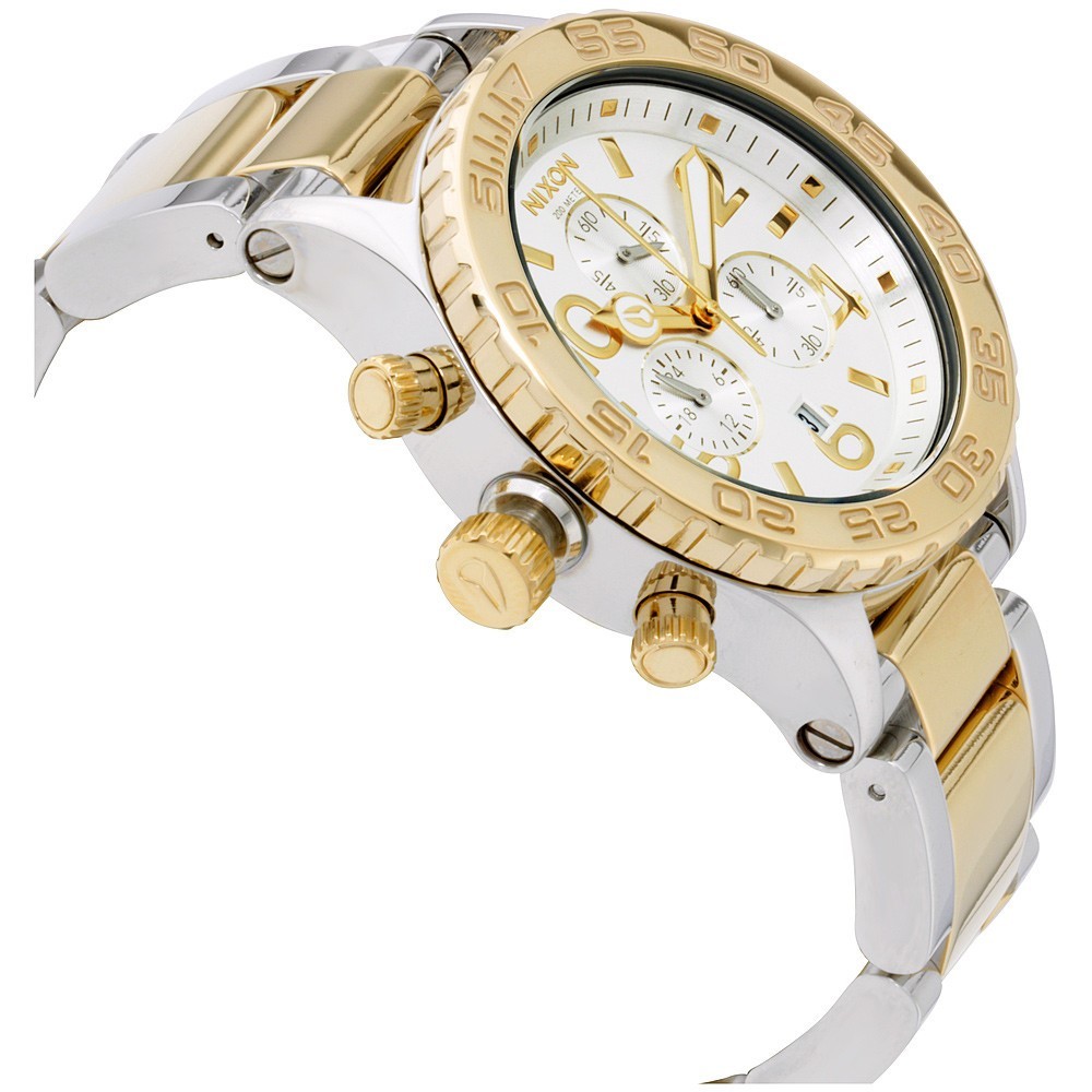 萬年鐘錶 - NIXON 尼克森 THE 42-20  CHRONO系列 亮面半金三眼計時男女錶  A037-1431  錶徑42MM