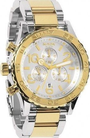 萬年鐘錶 - NIXON 尼克森 THE 42-20  CHRONO系列 亮面半金三眼計時男女錶  A037-1431  錶徑42MM