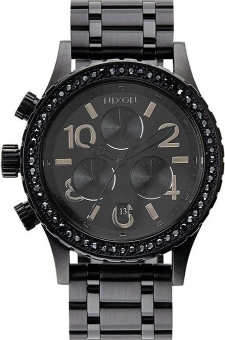 萬年鐘錶 - NIXON 尼克森 THE 38-20  CHRONO 全黑晶鑽計時碼表系列 200M防水 A404-1879  錶徑38MM