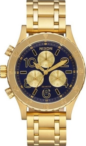 萬年鐘錶 - NIXON 尼克森 THE 38-20  CHRONO  全金黑面三眼計時經典女錶 200M防水 A404-2216  錶徑38MM